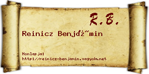 Reinicz Benjámin névjegykártya